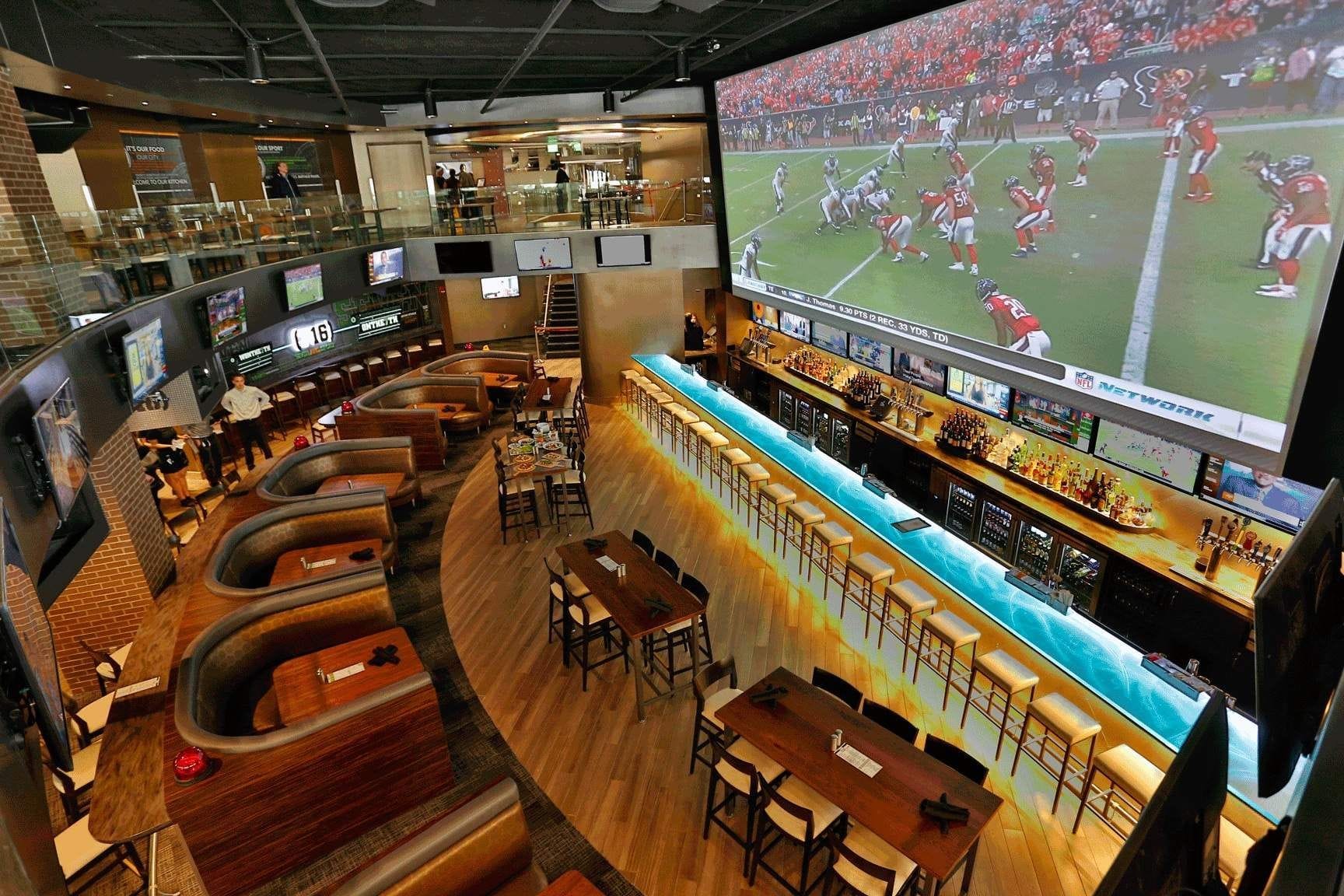 Wall-to-wall TVs at Legends Sports Bar & Grill