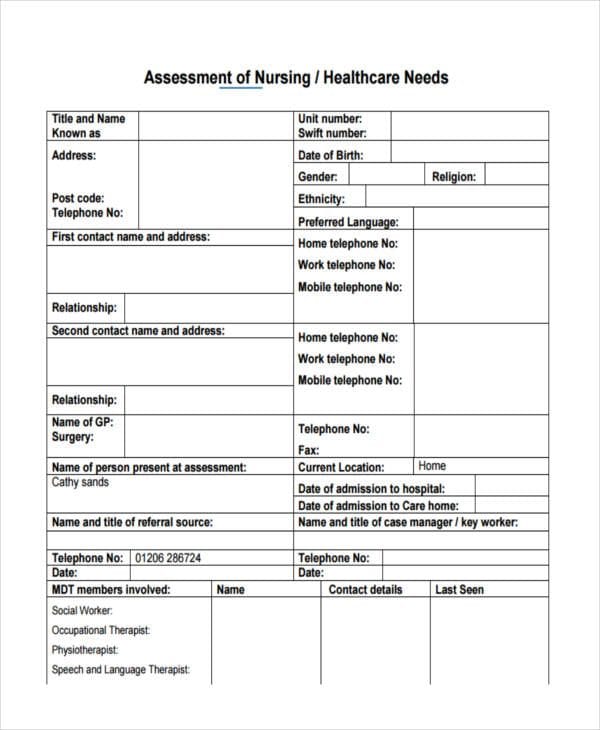 Sports Medicine Nurse Assessment