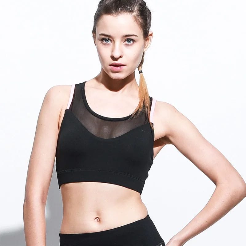 Women wearing backless sports bra